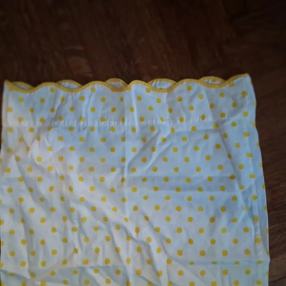 Patricia Altschul bed Sheets Queen cotton white yellow polka dot set 4pc scallop